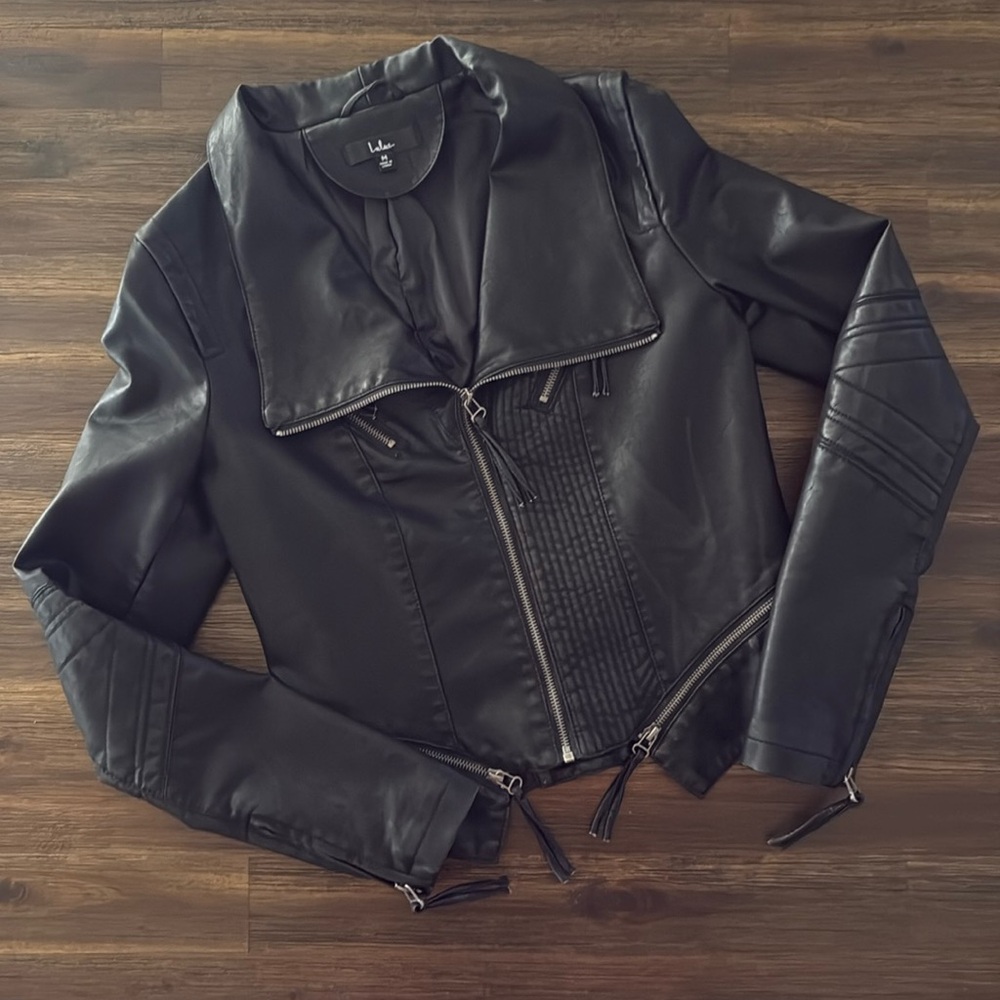 Lulu's Black Faux Leather Moto Jacket